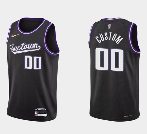 Men's Sacramento Kings Active Player Custom 2021/22 City Edition Black 75th Anniversary Stitched Basketball Jersey